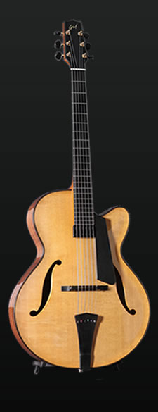 Full view of the hand built custom archtop guitar