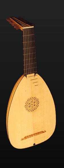 Full view of an 8-course Renaissance lute